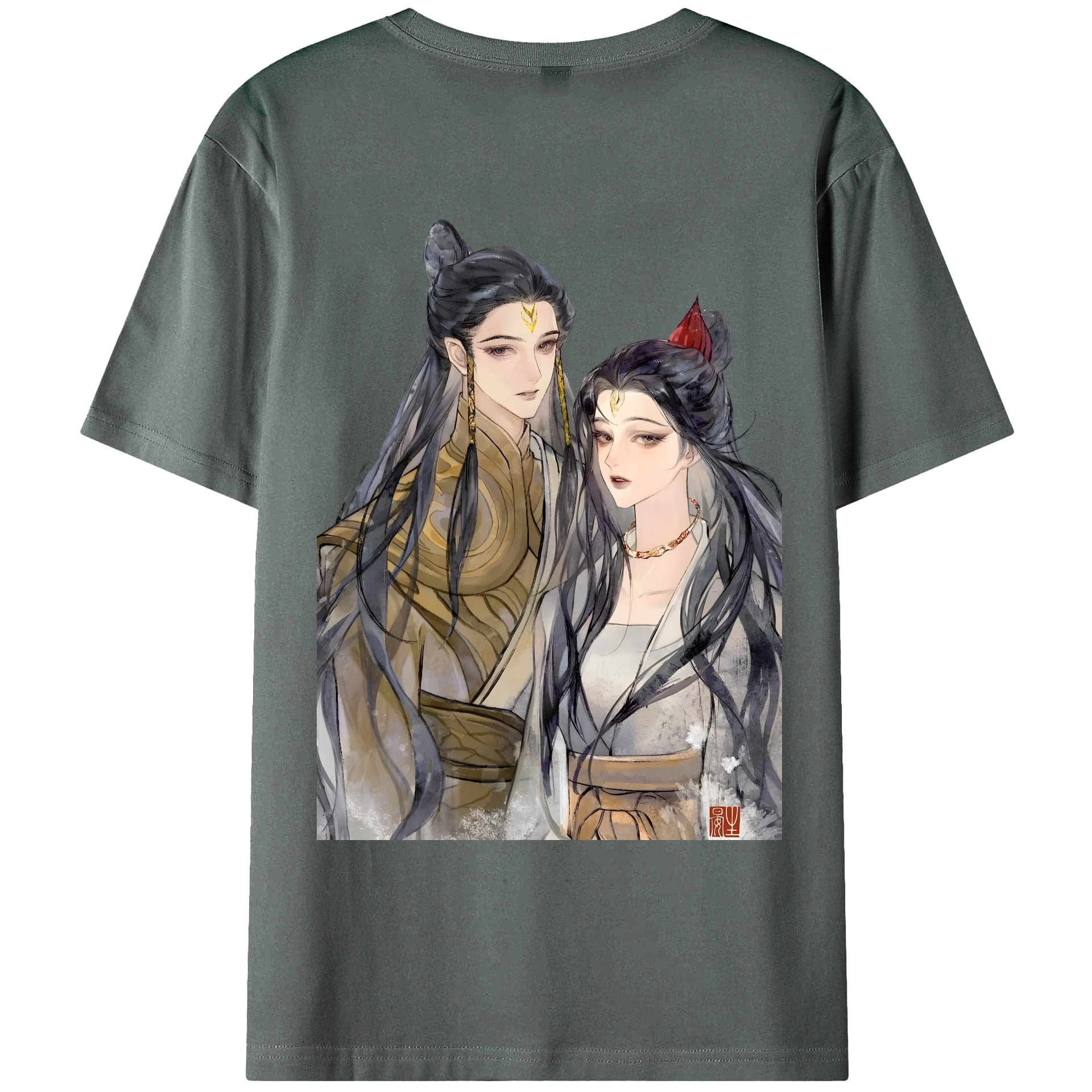 （画像用） Ne Zha 2 ナタ 魔童の大暴れ 綿100％ メンズ半袖Tシャツ（バックプリント） 通気性